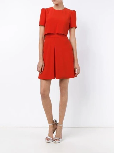 Shop Alexander Mcqueen Layered Skater Dress In Red