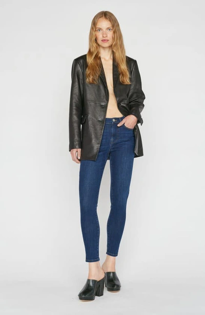 Shop Frame Le High Slit Hem Ankle Skinny Jeans In Majesty