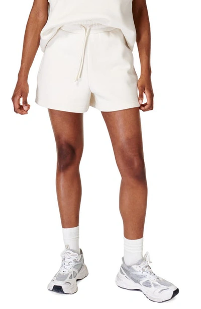 Shop Sweaty Betty The Elevated Cotton Blend Shorts In Lily White