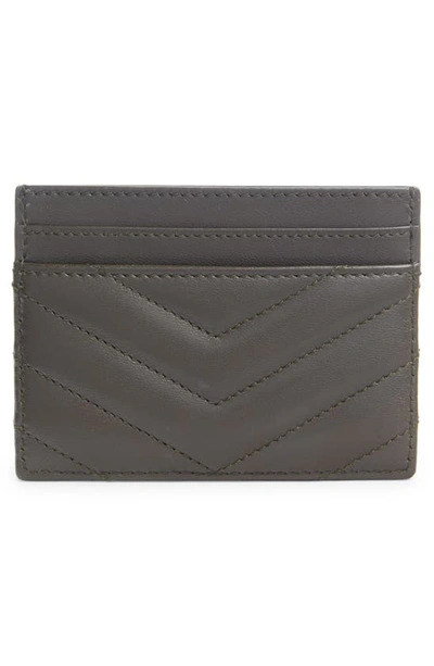 Saint Laurent Cassandra Matelassé Leather Card Case In Light Musk