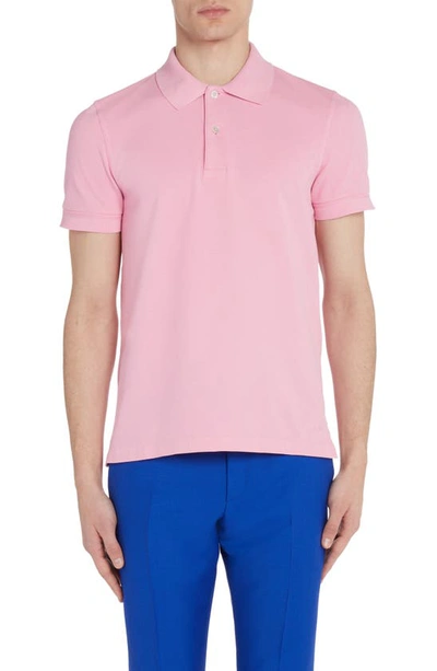 Shop Tom Ford Short Sleeve Cotton Piqué Polo In Pink