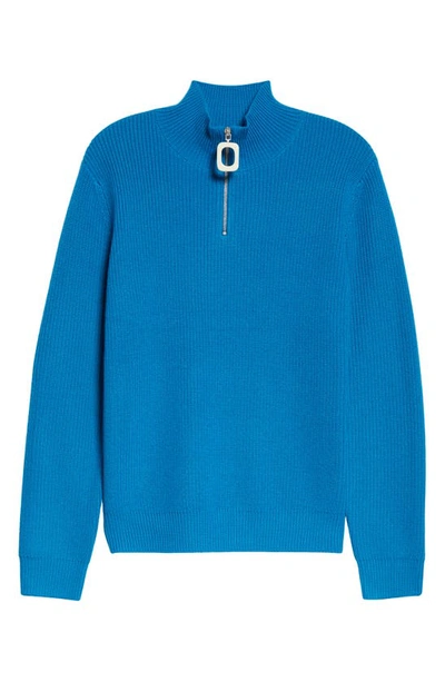 Shop Jw Anderson Quarter Zip Wool Sweater In Sky Blue