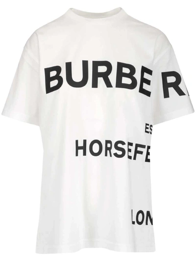 Shop Burberry Logo Printed Crewneck T-shirt In White