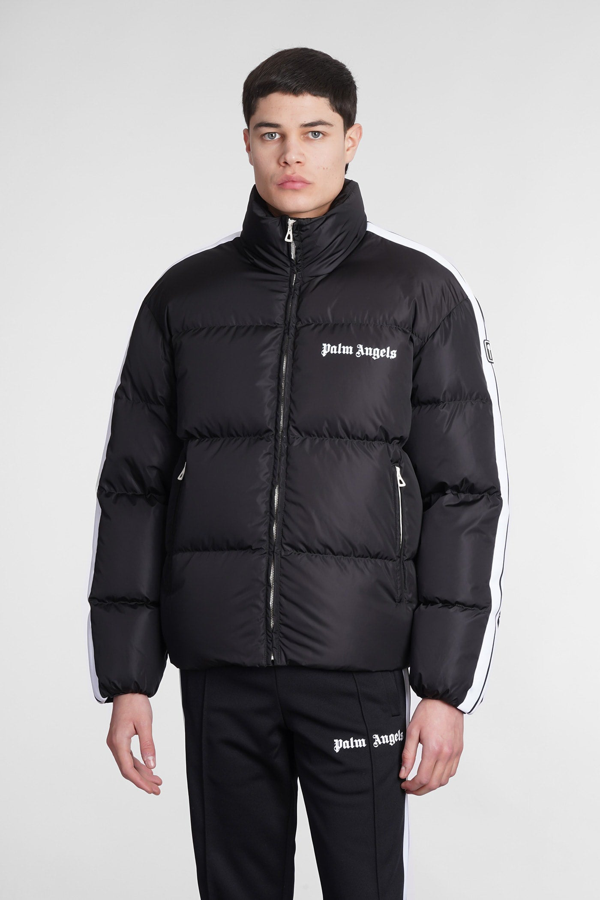 Palm Angels logo-embroidered quilted jacket - Black