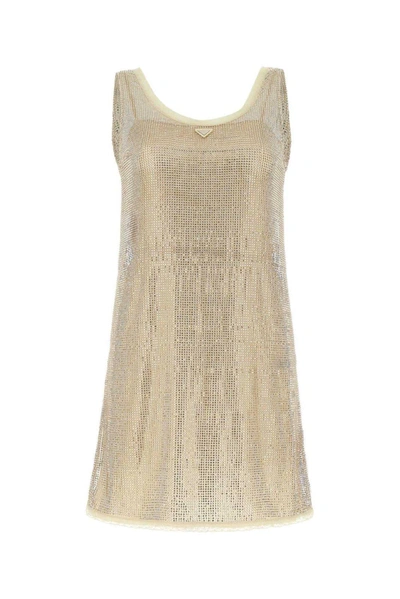 Shop Prada Logo Plaque Embellished Sleeveless Dress In Default Title
