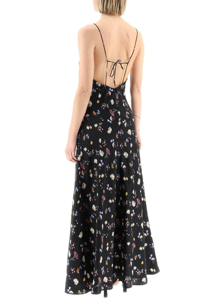 Shop Stella Mccartney Maxi Floral Silk Dress With V Neckline In Multicolor