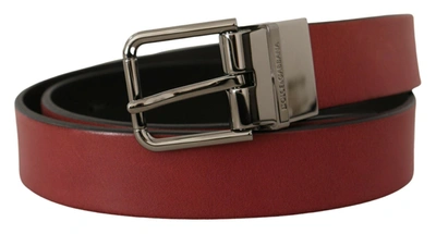 Shop Dolce & Gabbana Solid Leather  Metal Logo Buckle Men's Belt In Multi