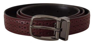 Shop Dolce & Gabbana Perforated Leather Metal Buckle Men's Belt In Brown