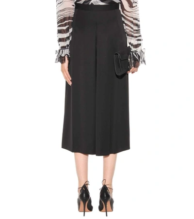 Shop Alexander Mcqueen Pleated Wool Culottes In Llack