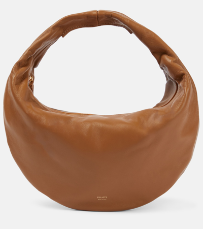 Shop Khaite Olivia Medium Leather Shoulder Bag In Neutrals