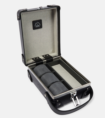 Globe-trotter Centenary Leather-trimmed Watch Case In Black Chrome