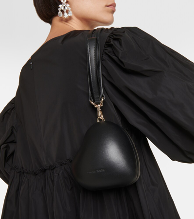 Shop Simone Rocha Micro Heart Leather Shoulder Bag In Black