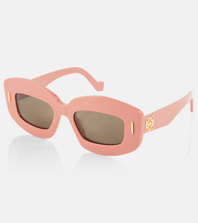 Shop Loewe Screen Rectangular Sunglasses In Pink