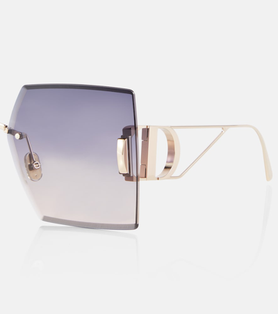 Shop Dior 30montaigne S7u Square Sunglasses In Gold