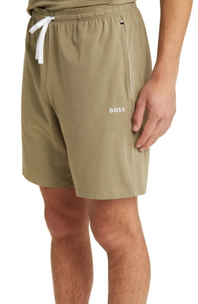 Shop Hugo Boss Mix & Match Cotton Stretch Jersey Pajama Shorts In Light/ Pastel Green