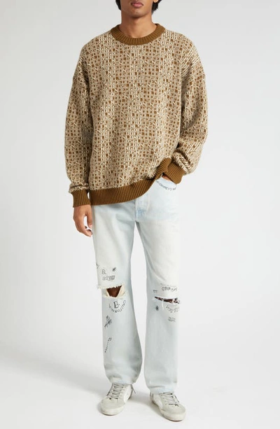 Shop Golden Goose Journey Logo Boxy Wool & Cashmere Sweater In Tapenade/ Lambs Wool