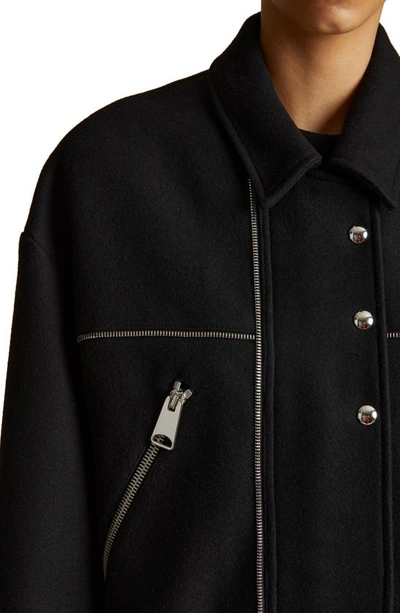 Shop Khaite Herman Wool Blend Felt Moto Jacket In Black