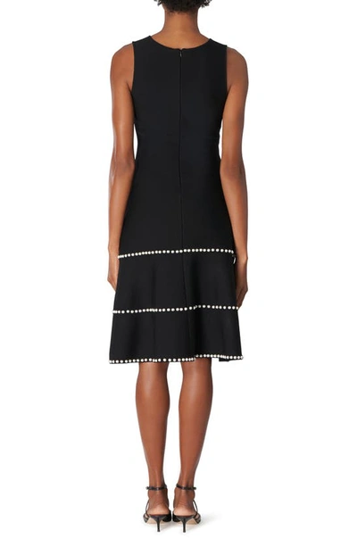 Shop Carolina Herrera Imitation Pearl Embellished Sleeveless Wool Dress In Black