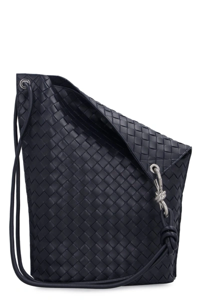 Shop Bottega Veneta Leather Shoulder Bag In Argento