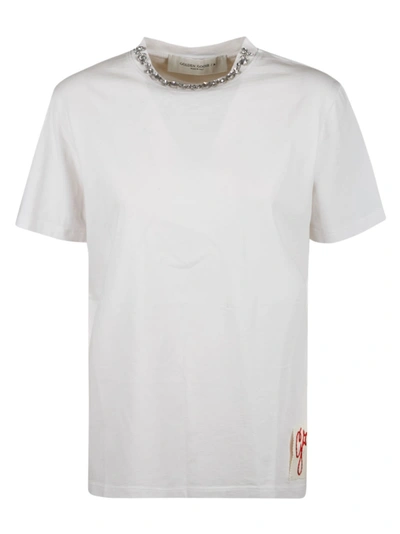 Shop Golden Goose Regular Round Neck T-shirt In Vintage White