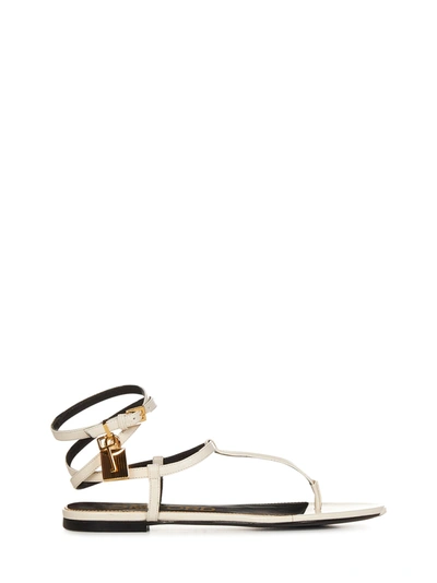 Shop Tom Ford Padlock Sandals In Bianco