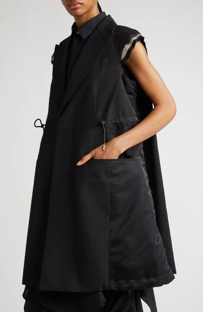 Shop Sacai Hybrid Suiting Vest In Black
