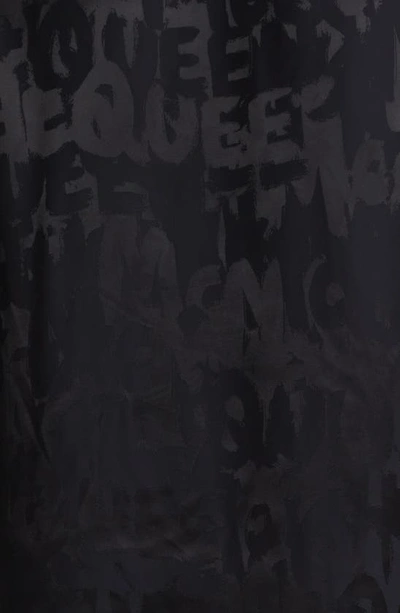 Shop Alexander Mcqueen Graffiti Jacquard Camp Shirt In Black/ Black