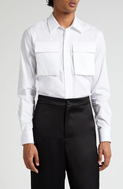 Shop Alexander Mcqueen Military Pocket Cotton Poplin Button-up Shirt In White
