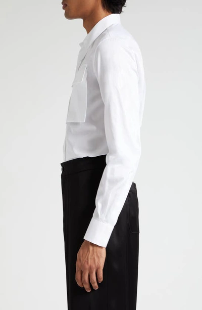 Shop Alexander Mcqueen Military Pocket Cotton Poplin Button-up Shirt In White