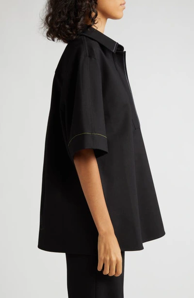 Shop Victoria Beckham Oversize Stretch Jersey Polo In Black
