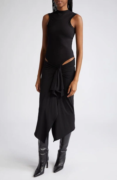 Shop Attico Mirna Cutout Asymmetric Sleeveless Dress In Black