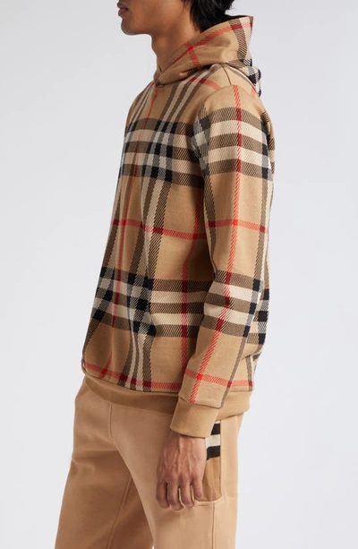 Shop Burberry Ferryton Archive Check Cotton Hoodie In Archive Beige Ip Chk