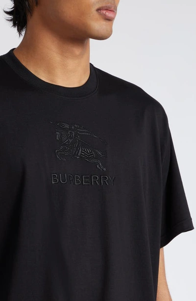 Shop Burberry Tempah Embroidered Logo Cotton T-shirt In Black