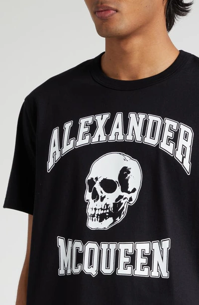 Shop Alexander Mcqueen Graphic Logo Cotton T-shirt In Black/ White