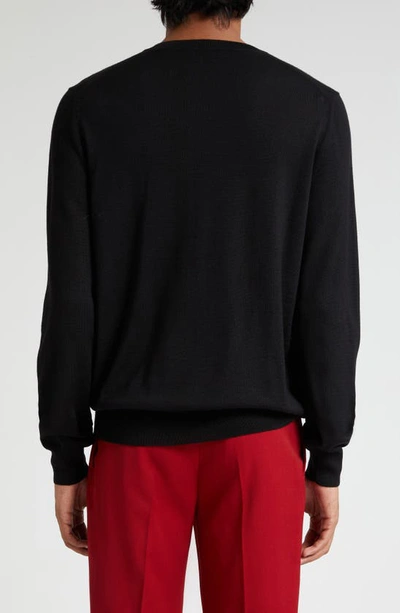 Shop Alexander Mcqueen Embellished Crewneck Wool Sweater In Black/ Red