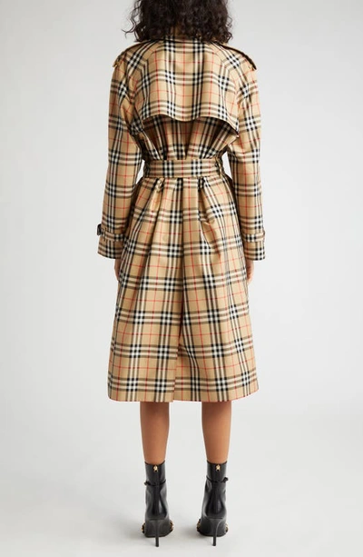 Shop Burberry Harehope Check Trench Coat In Archive Beige Ip Check