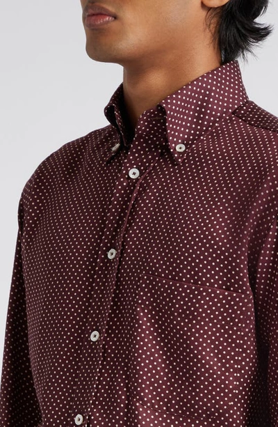 Shop Tom Ford Polka Dot Slim Fit Button-down Shirt In Burgundy/ White