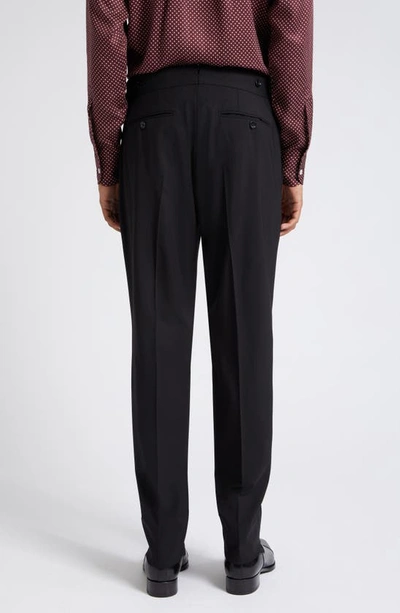 Shop Tom Ford Atticus Wool Plain Weave Trousers In Black