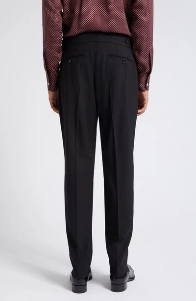 Tom Ford Atticus Wool Bistretch Plain Weave Trousers In Black