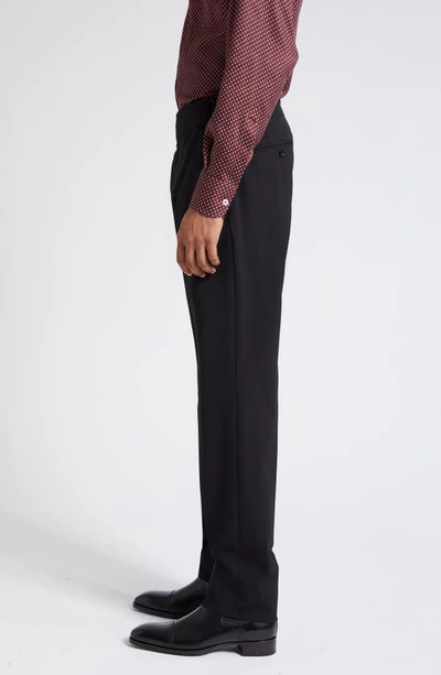 Shop Tom Ford Atticus Wool Plain Weave Trousers In Black