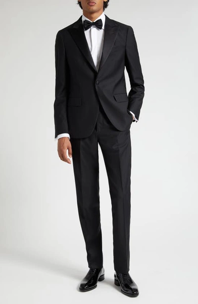 Shop Boglioli Stretch Wool Tuxedo In Black