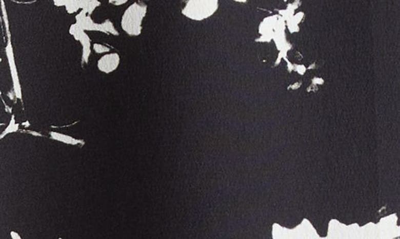 Shop Victoria Beckham Floral Print Oversize Silk Pajama Shirt In Floral Negative - Black/ White