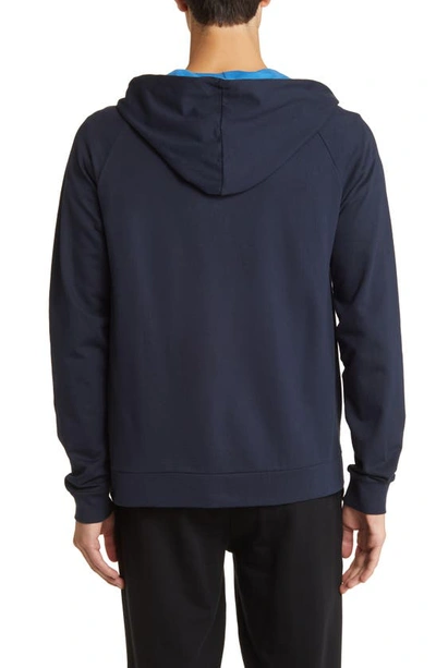 Shop Hugo Boss Authentic Cotton Hooded Jacket In Dark Blue