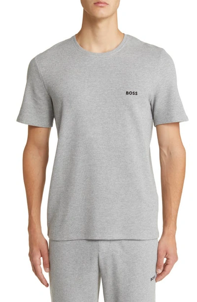 Shop Hugo Boss Waffle Knit Lounge T-shirt In Medium Grey