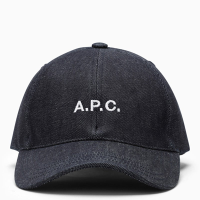 Shop Apc A.p.c. Denim Baseball Cap With White Logo Men In Purple