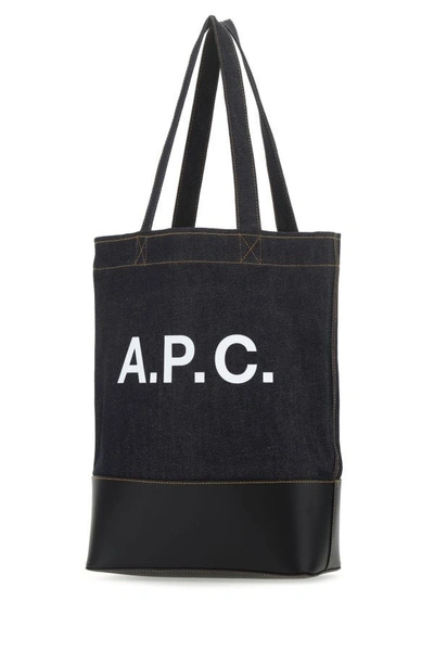 Apc Axelle Denim Tote Bag In Blue