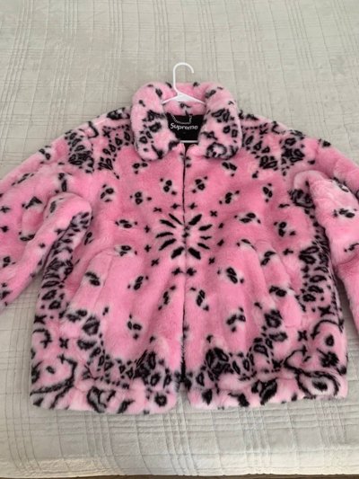 Pre-owned Supreme Bandana Faux Fur Bomber Jacket Pink | ModeSens