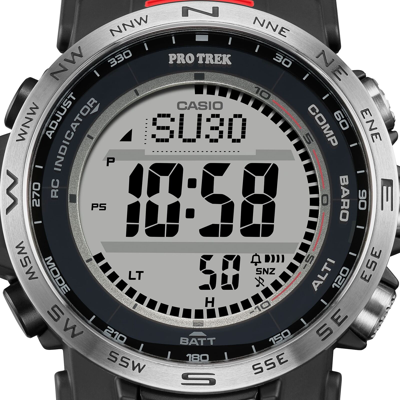 Pre-owned Casio Pro Trek Prw-35-1ajf Climber Line Triple Sensor Radio Solar Watch 44.6mm