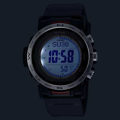 Pre-owned Casio Pro Trek Prw-35-1ajf Climber Line Triple Sensor Radio Solar Watch 44.6mm