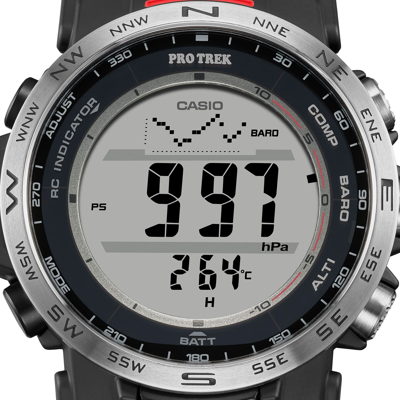 Pre-owned Casio Pro Trek Prw-35-1ajf Climber Line Triple Sensor Radio Solar Watch 44.6mm